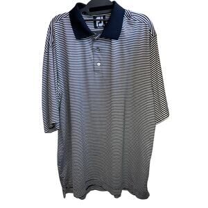 Foot Joy Men's Navy Blue and white striped golf polo shirt size XL